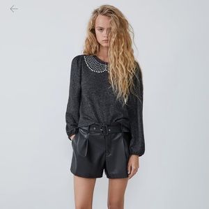 Zara sparkly pearl top